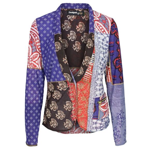 Desigual By Christian Lacroix Womens Multicolor Patchwork Mesh Jacket US 10 - Picture 1 of 7